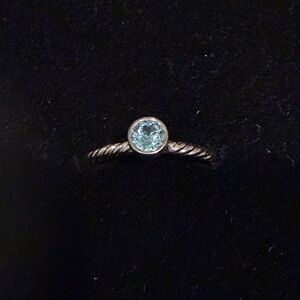 Pandora Silver Ring with Blue Gem